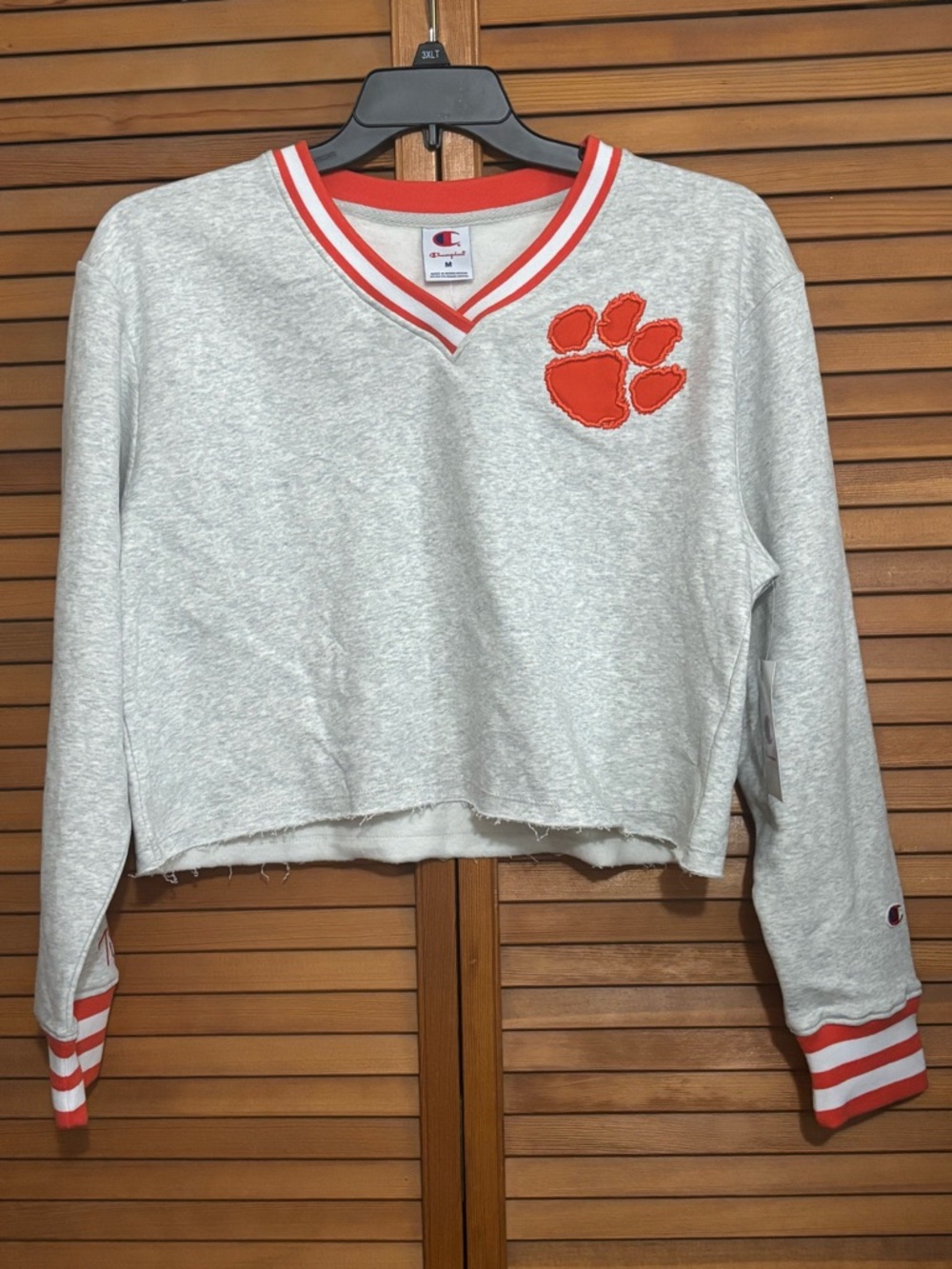 NCAA Clemson Tigers Women's Champion Ash V-Neck Sweatshirt